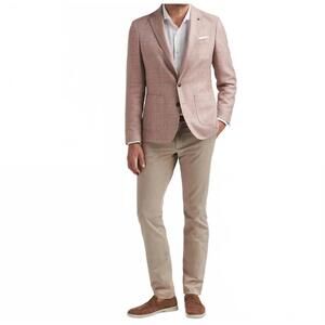 NEW PETER MILLAR sonoma windowpane soft jacket in pink crepe